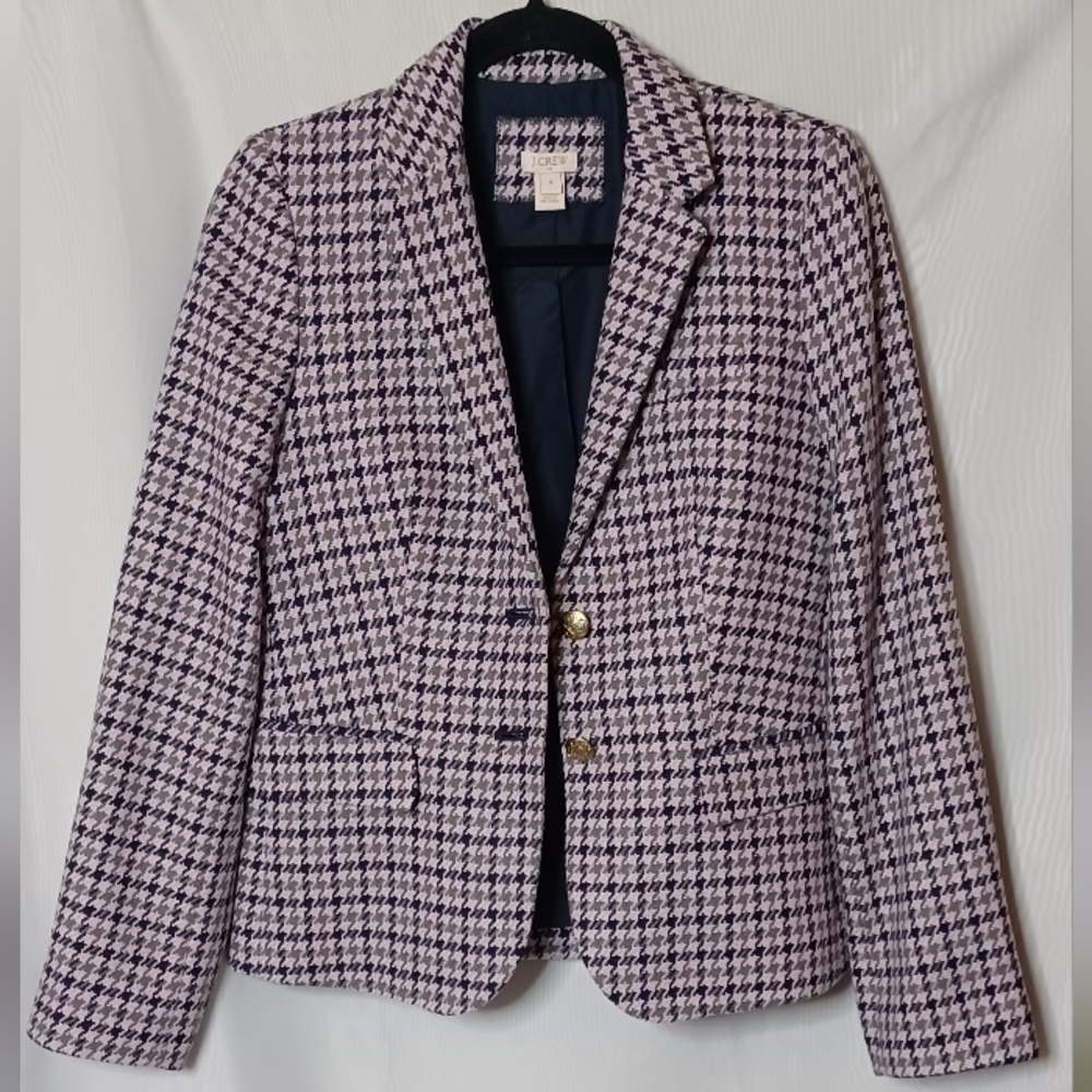 J.CREW Women's Wool Blend Houndstooth Blazer. Size 4 - Picture 2 of 16